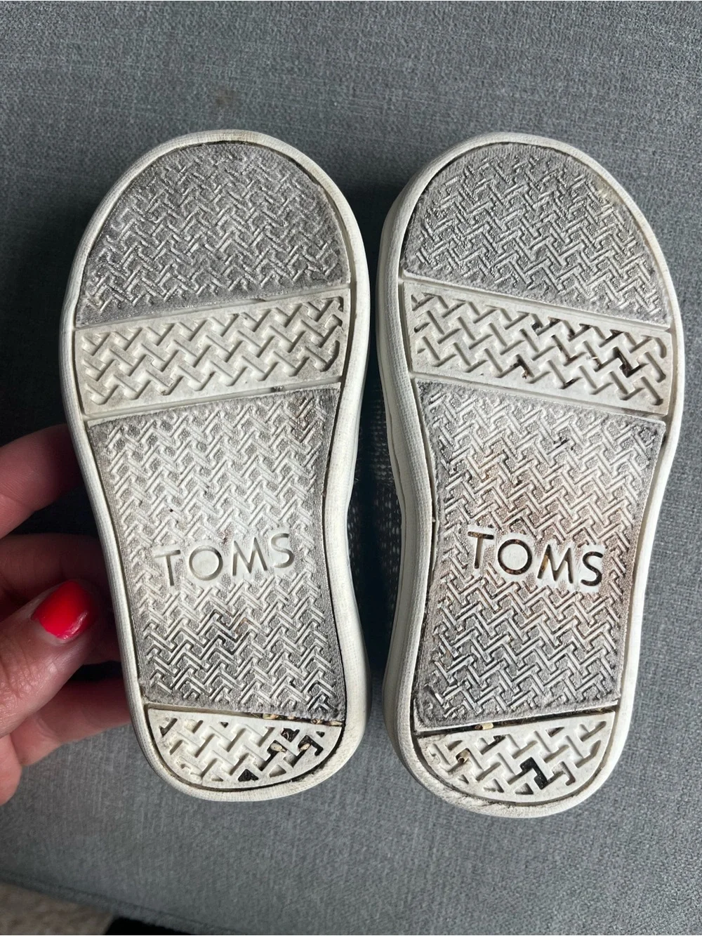 TOMS Toddler Alpargatas Grey Herringbone Slip On Shoes - Size 5